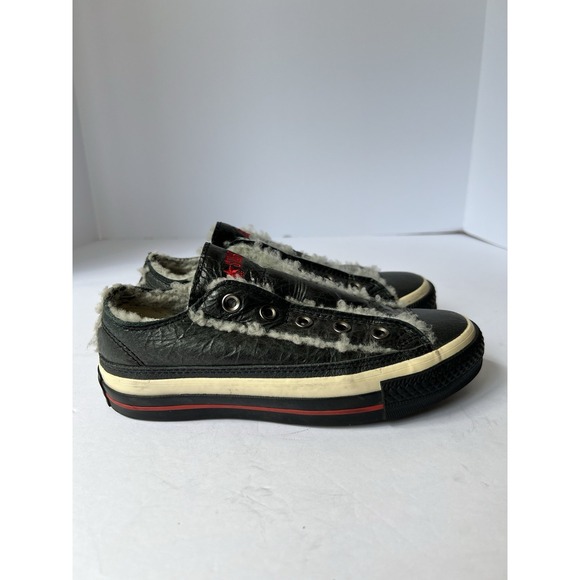Converse Chuck Taylor Black Shearling OX Wool All Star Shoes 1W481 Women's Sz‎ 5 - Picture 4 of 9